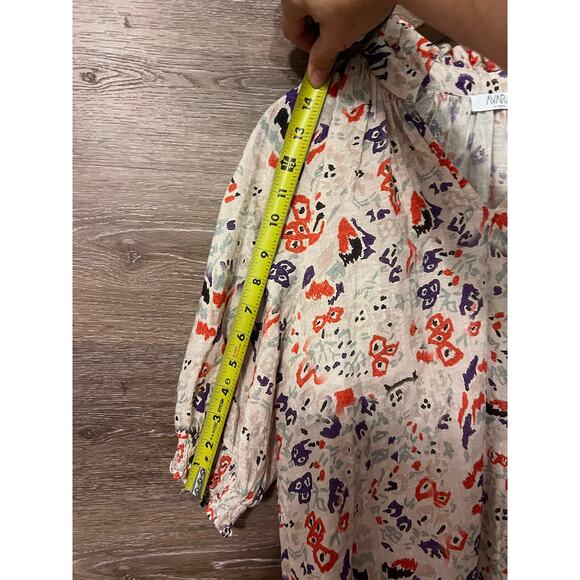 Avara top floral Puff short sleeves size XS Cotton V neck classic - Picture 7 of 9